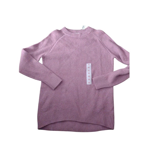 SoSoft Crew-Neck Tunic Sweater Rose Dawn XS Waffle Knit Oversized Preppy Classic - Picture 2 of 8